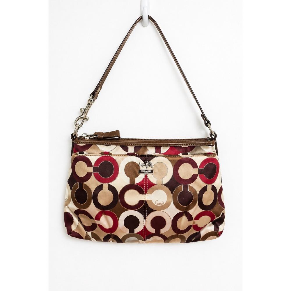 Coach Madison Op‎ Art Sateen Large Wristlet Red Multi Metallic 48517